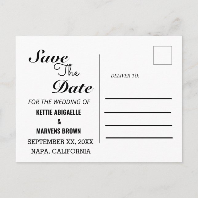 Cartão Postal Foto moderna salvará o anúncio de data (Verso)