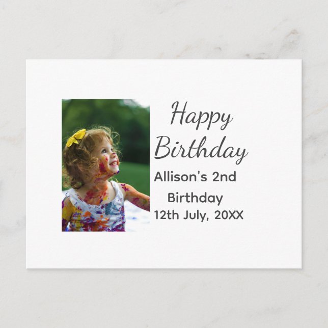 Cartão Postal Foto moderno clássico adicionar nome data feliz an (Frente)