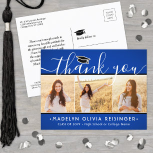 Cartão Postal Foto: Novo Endereço Graduação Azul Branco Obrig