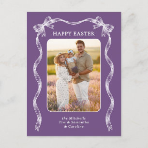 Cartão Postal Foto Personalizada com Laço Branco no Easter Viole