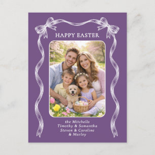 Cartão Postal Foto Personalizada com Laço Branco no Easter Viole