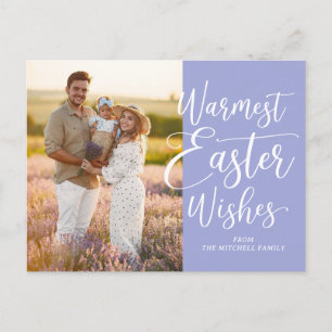 Cartão Postal Foto Personalizada da Família Feliz Páscoa Violeta