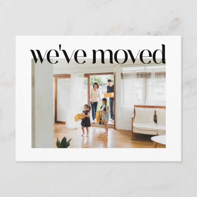 Cartão Postal Foto Personalizada Da Tipografia Trendy Que Mudamo (Frente)