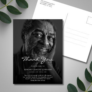 Cartão Postal Foto personalizada de agradecimento de pêsames no 