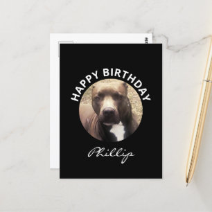 Cartão Postal Foto Personalizada De Aniversário Do Cão-Touro