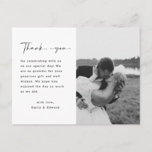 Cartão Postal Foto Personalizada De Casamento De Script Elegante