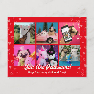 Cartão Postal Foto Personalizada de Corações de Na moda Vermelho