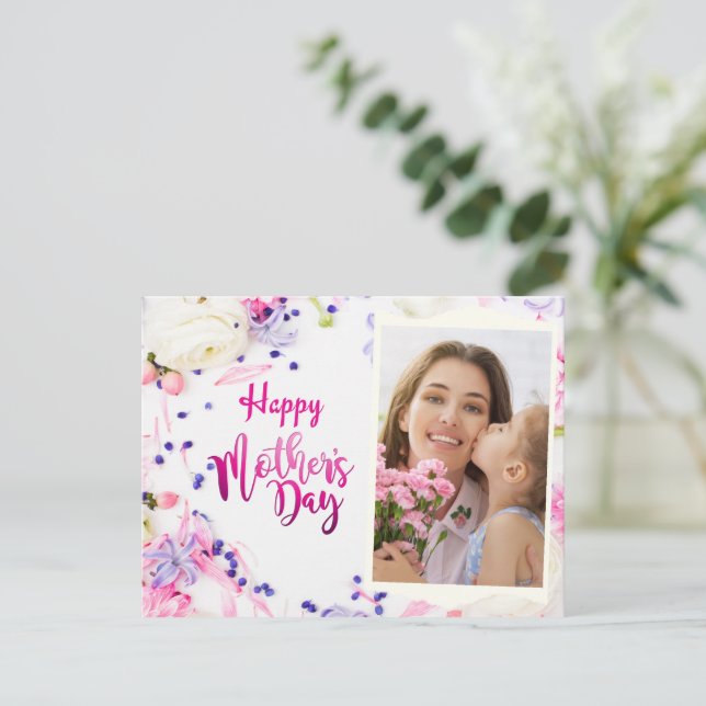 Cartão Postal Foto personalizada de Dia de as mães feliz (Em pé/Frente)
