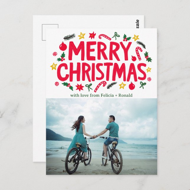 Cartão Postal FOTO PERSONALIZADA DE Feriado DE NATAL DE MERRY Xm (Frente/Verso)