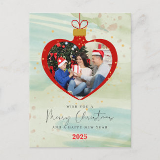 Cartão Postal Foto Personalizada de Natal e Ano Novo Feliz