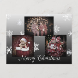 Cartão Postal Foto personalizada de Natal PretoFeliz