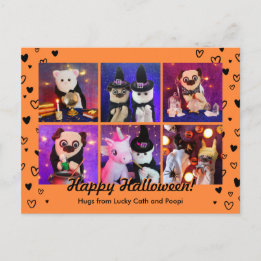 Cartão Postal Foto personalizada do Dia das Bruxas de Corações P