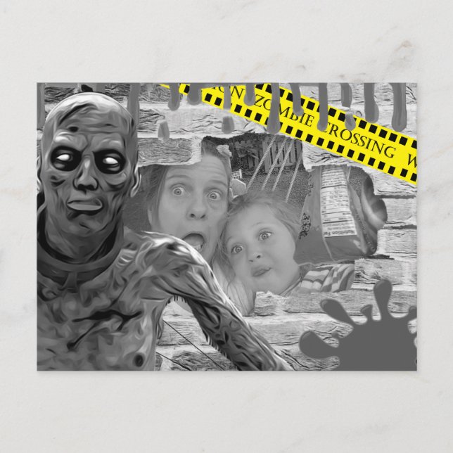 Cartão Postal Foto personalizada do Halloween truncada atrás da  (Frente)