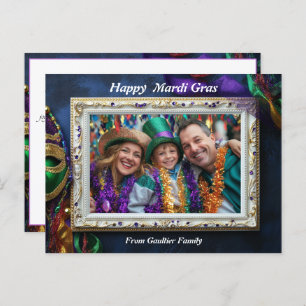 Cartão Postal Foto personalizada 💚 💜 mágica 💛 Mardi Gras