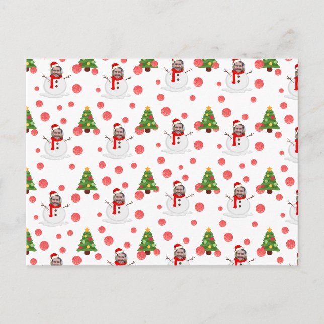 Cartão Postal Foto personalizada personalizada de cara de neve (Frente)