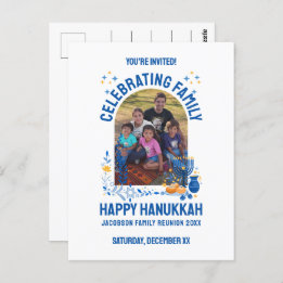 Cartão Postal Foto personalizável de REUNIÃO DA FAMÍLIA HANUKKAH