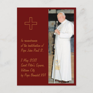 Cartão Postal Foto personalizável do Papa João Paulo 2