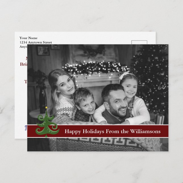 Cartão Postal Foto Preta e Branca Automática com Árvore de Natal (Frente/Verso)