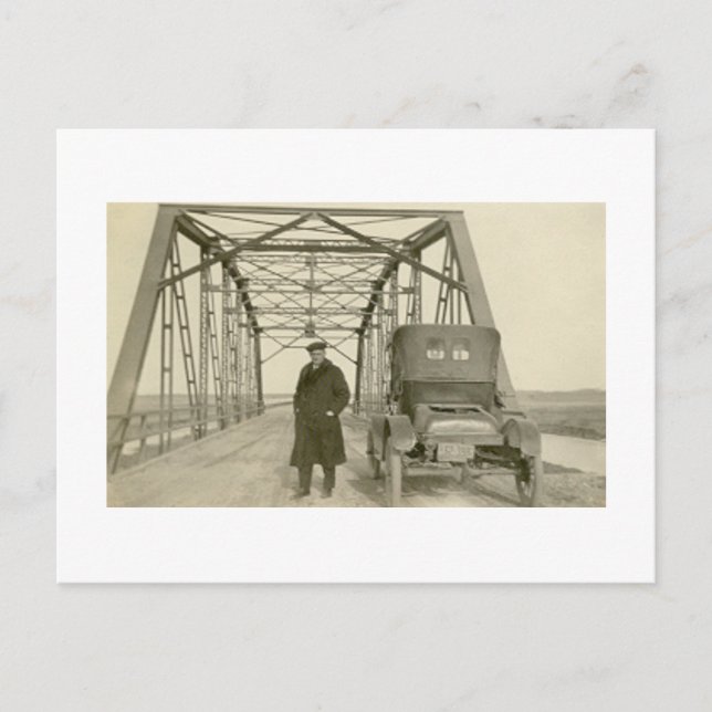 Cartão Postal Foto Real Antiga de Homem com Carro (Frente)