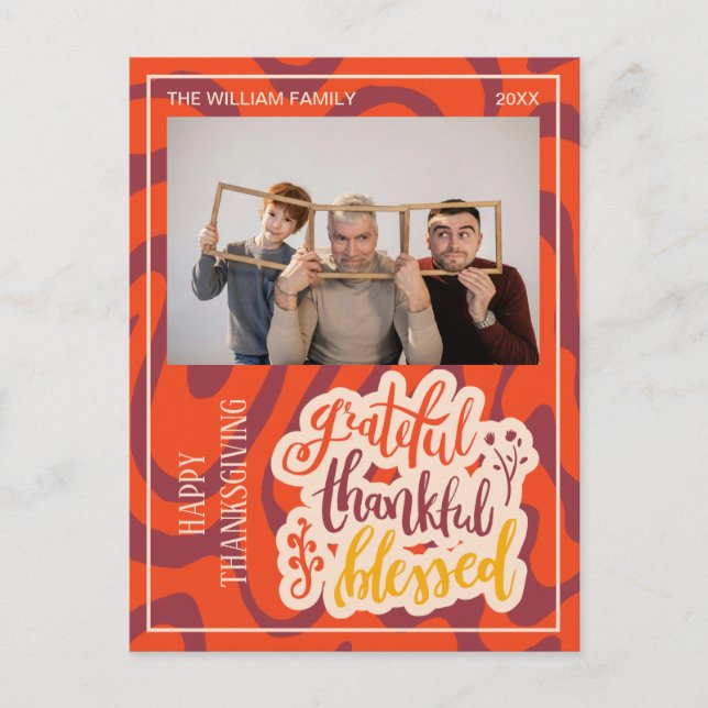 Cartão Postal Foto Retro Wave Grato Agradecido Abençoado  (Frente)