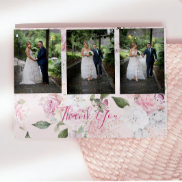 Cartão Postal Foto Rosas Florais Casamento Romântico Obrigado