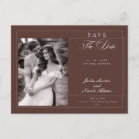 Foto Save The Date em Caligrafia Marrom Clássica
