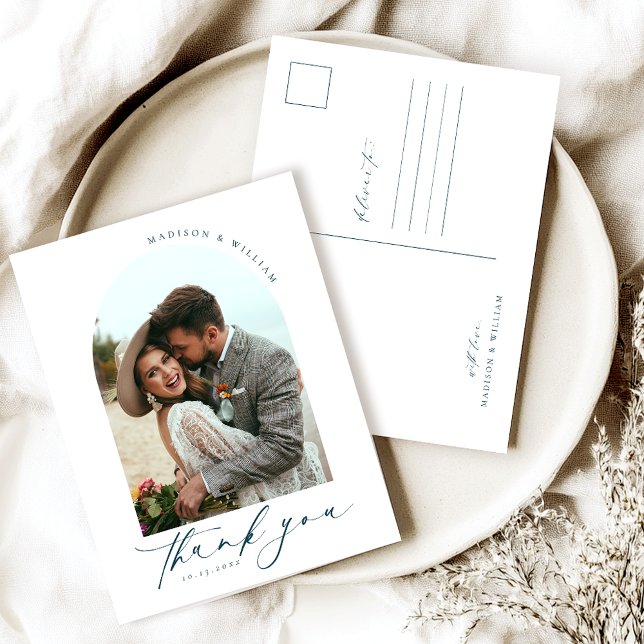 Cartão Postal Foto Simples De Casamento Obrigado (Criador carregado)