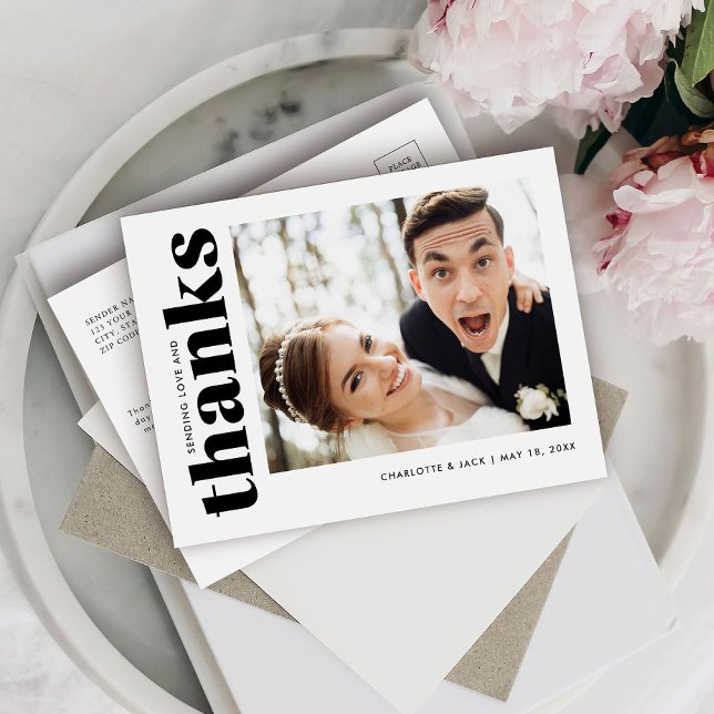 Cartão Postal Foto Simples De Casamento Obrigado Cartão-Postal (Criador carregado)