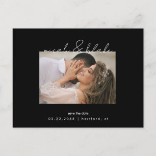 Cartão Postal Foto simples e elegante Casamento preto Salve a da