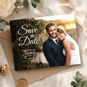 Cartão Postal Foto Simples Moderna Casamento Salve A Data