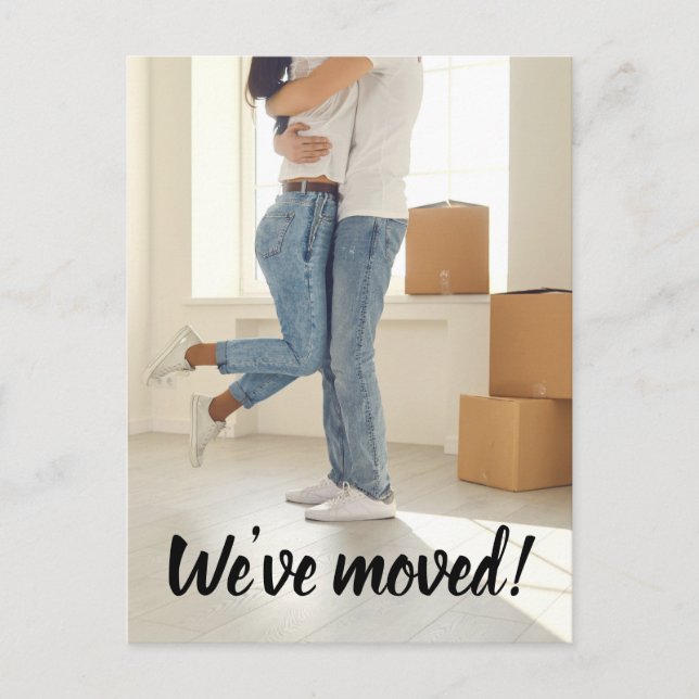 Cartão Postal Foto simples Mudamos o endereço do script (Frente)