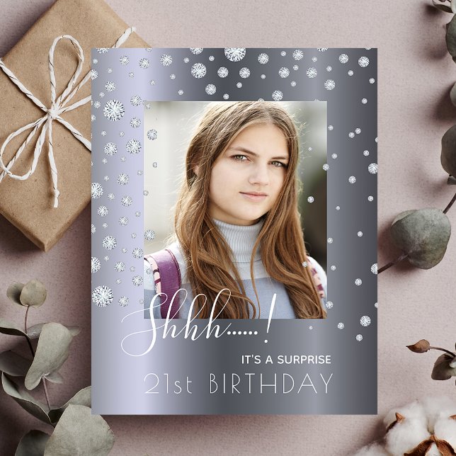 Cartão Postal Foto Surpresa Aniversário de diamante prateado con (Criador carregado)