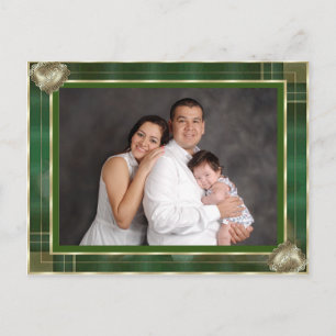 Cartão Postal Foto Verde de Família Personalizada Quadro Antiqua