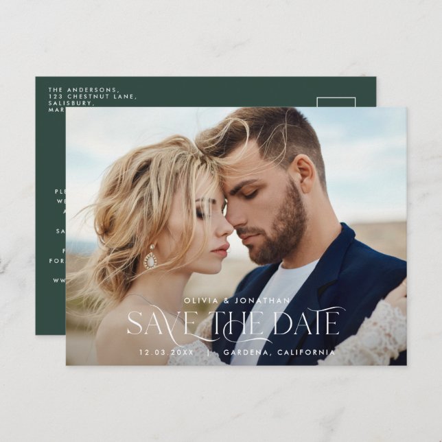 Cartão Postal Foto verde única e elegante (Frente/Verso)