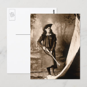 Cartão Postal Foto Vintage Retrato, Srta. Annie Oakley e Arma