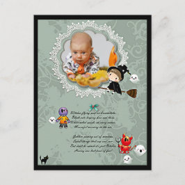 Cartão Postal Fotografia com Bruxa, Monstros, Fantasma, Gato