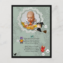 Cartão Postal Fotografia com Bruxa, Monstros, Fantasma, Gato