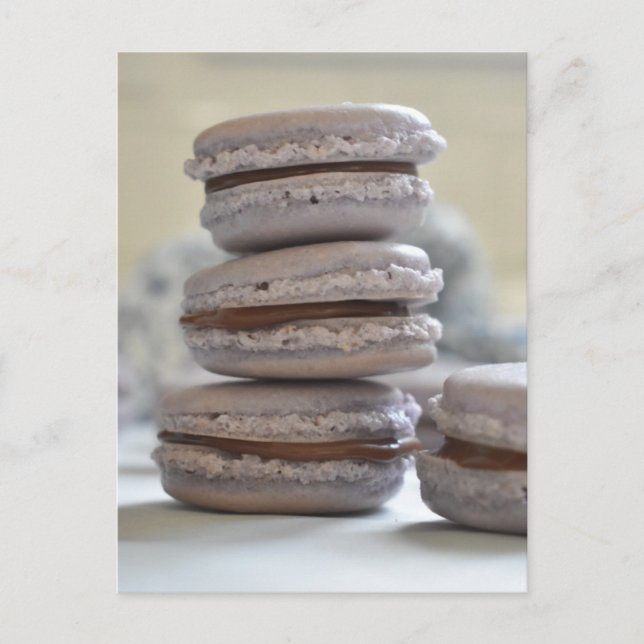 Cartão Postal Fotografia comida Macaron Chocolate Francês Ganach (Frente)
