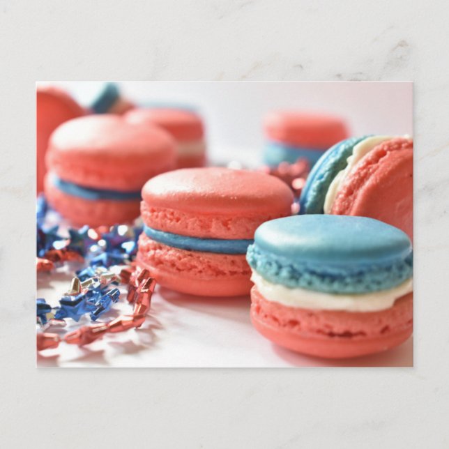 Cartão Postal Fotografia comida Red White Macarons Patriótico Az (Frente)