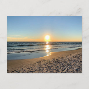 Cartão Postal Fotografia Costeira do Pôr do Sol na Praia Dourada