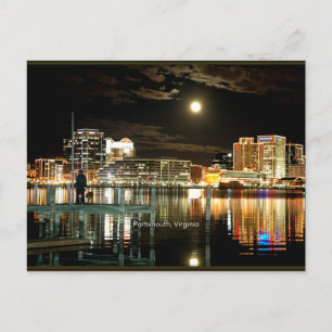 Cartão Postal fotografia da paisagem urbana de Portsmouth, Virgí