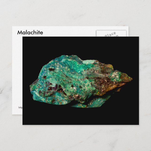 Cartão Postal Fotografia da Rocha Mineral Malaquita Verde na Nat (Frente/Verso)