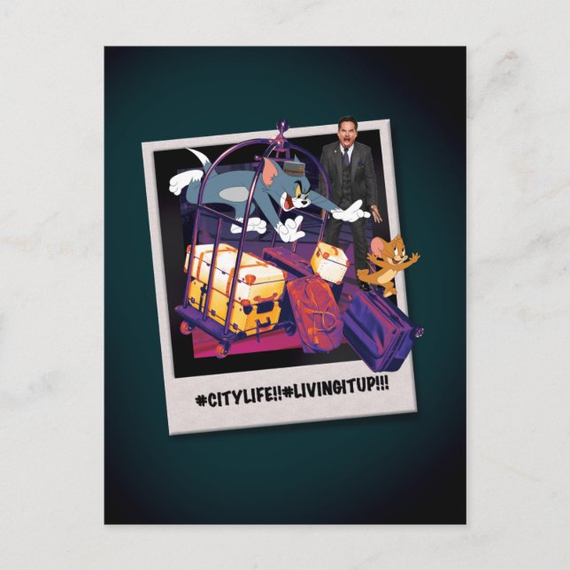 Cartão Postal Fotografia de Acidente de Bagagem de Tom e Jerry (Frente)