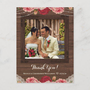 Cartão Postal Fotografia de Agradecimento de Casamento Floral Vi