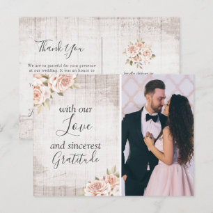 Cartão Postal Fotografia de Agradecimento de Casamento Rústico d