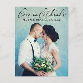 Cartão Postal Fotografia de Amor de Casamento de Caligrafia Eleg