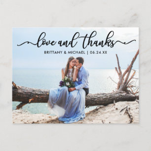 Cartão Postal Fotografia de Amor e Agradecimento de Caligrafia M