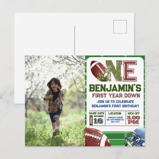 Cartão Postal Fotografia de Aniversário do Primeiro Ano de Futeb (Frente/Verso)