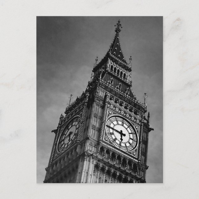 Cartão Postal Fotografia de arte Viagem do Black & White Big Ben (Frente)