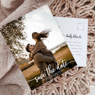 Cartão Postal Fotografia de Caligrafia Elegante Save the Date Mi